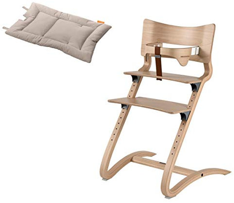 Leander Stuhl natur - Hochstuhl - Kinderstuhl - Erwachsenenstuhl mit Babybügel + Kissen cappuccino
