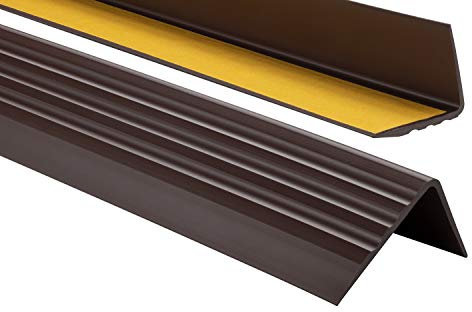 PVC Treppenkantenprofil Selbstklebend Winkelprofil Anti-Rutsch Treppenkante 50x40mm - 2,00m, DunkelBraun