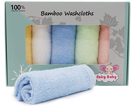 Bambus Waschlappen Baby 5 Pack (25 x 25) Waschlappen Baby Weich Schonend auf empfindliche Haut für Säuglinge, Kleinkinder, Erwachsene