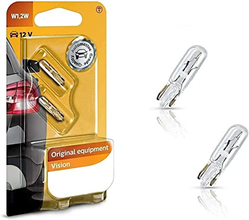 2x Philips W1,2W 12V 12516B2 Vision - mehr Licht Innenbeleleuchtung Einrichtung Signalbeleuchtung Ersatz Halogen Lampe E-geprüft