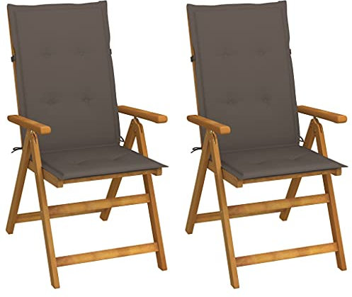 vidaXL 2X Akazienholz Massiv Garten Liegestuhl mit Kissen Gartenstuhl Hochlehner Stuhl Stühle Klappstuhl Gartensessel Gartenstühle Holzstuhl
