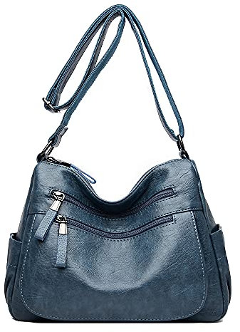 Coolives Sac Bandoulière en Cuir PU pour Femme - Petit Sac à Main Élégant Porté Épaule - Mode Satchel pour Dames et Mères - Bleu