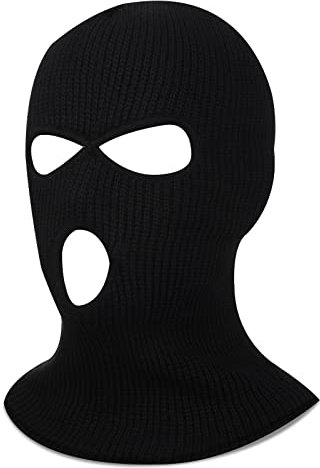 Blulu Ski Maske Winter Sturmhaube Ski Maske Warme Vollgesicht Skimaske Thermal Herren Skimaske 3-Löcher Strick Gesicht Maske für Outdoor Sport (Schwarz)