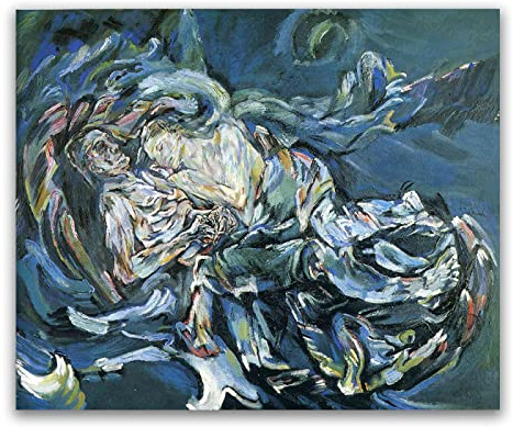 JZSDGB Berühmte Oskar Kokoschka Leinwand Wandkunst Gemälde.Reproduktionen Poster und Drucke auf Leinwand.Wandkunst Bilder für Wohnzimmer Dekor Braut des Windes 70x90cm(28x35in) rahmenlos
