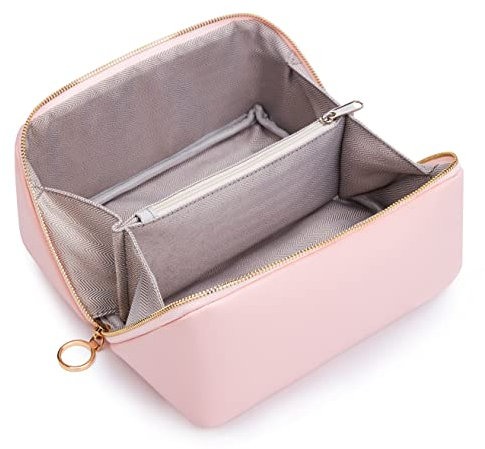 KALIDI Groß Kapazität Kosmetiktasche Damen Mäppchen Make Up Bag Schminktasche Federmäppchen Kosmetik Reise Täschchen Kosmetikbeutel mit fächern(Pink-2)