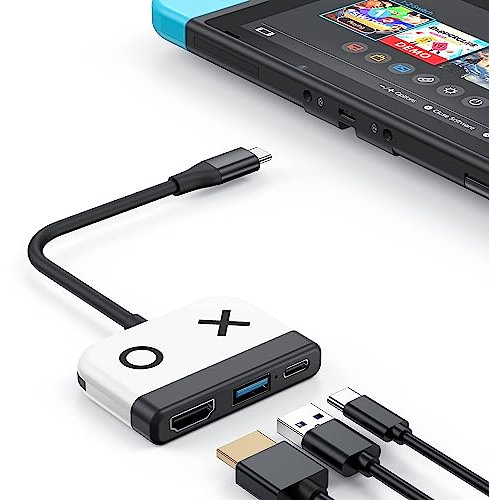 Switch Dock for Nintendo Switch OLED, 3 in 1 Switch TV Adapter with 4K HDMI, USB 3.0 Port, Type C 100W Charging, Portable Switch Docking Station Travel, for Samsung Dex S24, MacBook