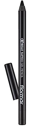 Flormar Extreme Tattoo Gel Pencil - Tattoo Effekt Eyeliner – Intensiv Pigmentierter Glitter Eyeliner Stift – Gel-Eyeliner Wasserfest für Augen Make-up – 006 Onyx