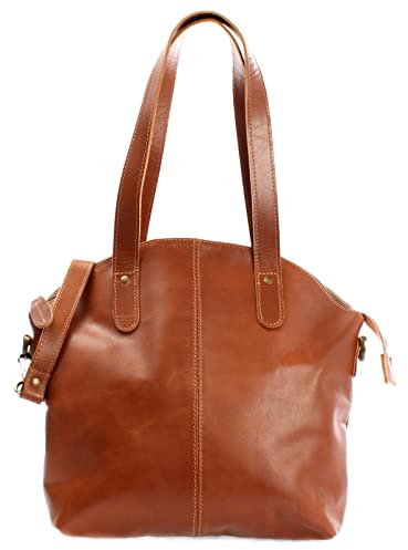 LECONI Shopper Schultertasche Damen Handtasche Ledertasche Natur Henkeltasche aus Leder Damentasche 33x30x10cm LE0060