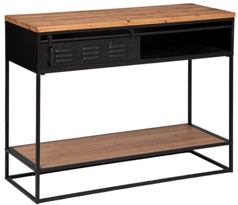 Atmosphera - Console Cierna - 1 Porte - métal et Bois - Noir