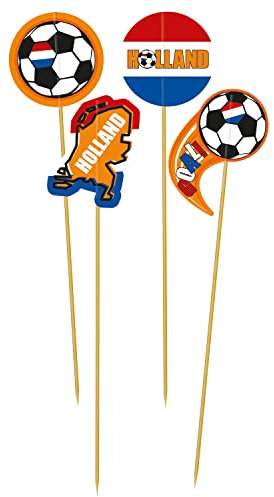 Folat 31088 Spieße Holland 10 cm-8 Stück Fußball Weltmeisterschaft, Mehrfarbig