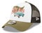 New Era USA Wordmark Texas Oliv Trucker Kappe A-Frame geboegner Schirm Mesh Einsatz - One-Size