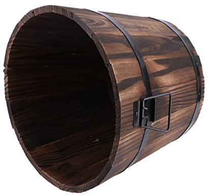 Yardwe Massivholz Blumentopf Mit Ablauflöchern Rustikaler Holz Eimer Für Balkon Garten Und Wohnzimmer Dekoration 12X9 Zoll Korrosionsschutz Pflanzkübel Für Sukkulenten Und Gemüse