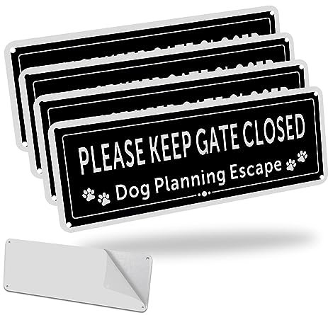 JIZZU Please Keep Gate Closed Sign, 4-Pack 9.8 x 3.5 Inches Reflective Rust Free Aluminum, UV Protected, Weather/Fade Resistant, Easy to Install and Read, Indoor/Outdoors Use