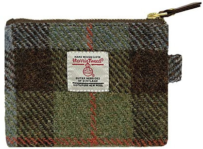 Harris Tweed Mini porte-monnaie fait à la main avec fermeture éclair YKK pour homme et femme, Amazon River, Plaid artistique