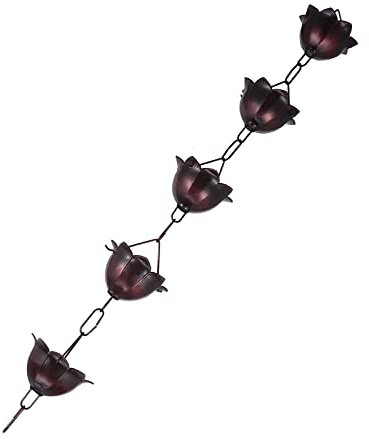 Metall-Regenkette, 1 m, Regenketten für Dachrinnen für starken Regen, Dachecken-Regenkette, Blumen-Stil, Regenfänger für Fallrohre, Gartenzubehör für die Regenwassernutzung im Garten, Hof (Farbe: Kaff