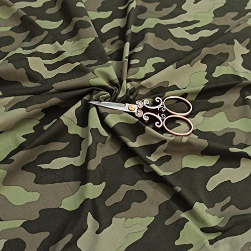FABRIC.MVP® Stretch Baumwollstoff Dunkelgrüner Camouflage-Hintergrund Meterware | Stoff mit drucken Jersey, Nähen Nähstoffe ideal für Dekorationen & Accessoires- Preis gilt für 0,5 Meter (A)
