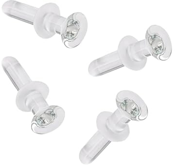 Pierceplex Labret-Piercing, flache Rückseite, Glas, transparent, Knorpelohrringe, Tragushalter, Lippenringe, Nasenstecker, 20 g, 18 g, 14 g, 12 g, 10 g, 8 g, 4 Stück, 18 Gauge 1/2 Inch (12mm), Glas