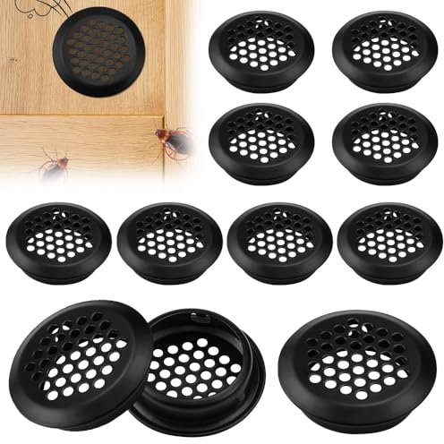 MININUSI 20 Pcs Rejilla Ventilacion Negra 26mm Rejilla Ventilacion Armario Rejilla Ventilacion Pequeña Malla Agujero Redondo Rejilla Ventilación de Acero Inoxidable Rejilla para Armario Cajon Mueble
