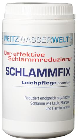 SCHLAMMFIX - Teichschlammentferner mit Sofort-Wirkung durch Aktivsauerstoff - Teichboden Reiniger effizient und schonend - Teichklar für Gartenteich oder Naturpool - 1 kg für bis zu 10.000 l