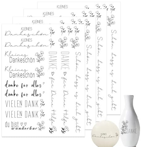 Bolosa® 4 Stück Kerzentattoos, Danke für Alles, Wasserschiebefolie, Geschenke Dankeschön, Kerzentattoos Danke, Kerzen Tattoo Danke, A5 (19cmx14cm), Dankbar C