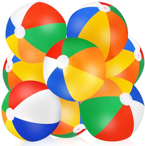 Large Beach Ball,8 Packs 24 Large Rainbow Beach Ball Bulk, Inflatable Pool Toys for Party Supplies Decorations, Adults Kids Birthday Luau Summer Beach Water Games Beachballs Party Favors (8 PACK)