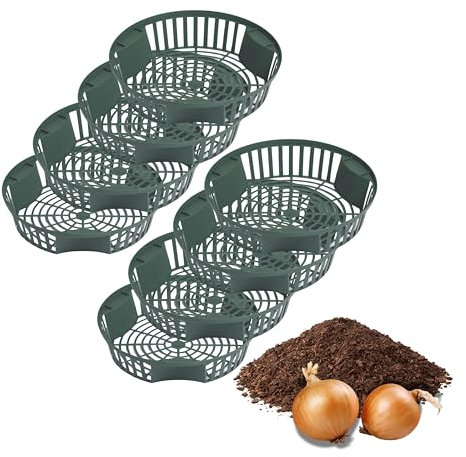 UPP Zwibu - 2 in 1 Gartensieb und Aufbewahrungsbox zum reinigen und lagern von Steckrüben, Kartoffeln, Zwiebeln - Ideal als Organizer - Zwiebelsieb - Rundsieb 31x31x5,6cm | 8 Stück