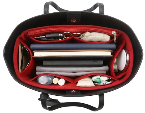 banbeln Handtaschen Organizer für Damen, Taschenorganizer Einsatz für Handtasche, leicht mit Reißverschlusstasche, weiches Stofffutter (Red, SL)