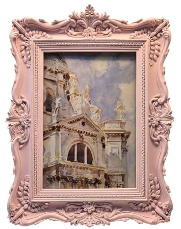 BILXIM Vintage-Bilderrahmen, 12,7 x 17,8 cm, Antik-Rosa, kunstvoller Fotorahmen zum Aufhängen an der Wand oder als Tischdekoration, Retro-Heimdekoration, Fotogalerie-Kunst