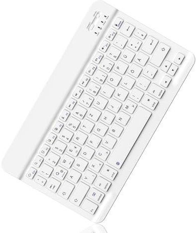 GKABXY Tastiera Bluetooth per iPad di 10° generazione, iPad 10.2 (9./8./7.), iPad Pro 13/12.9/11, iPad Air 10.9/11/13, iPad Mini e altri dispositivi abilitati Bluetooth, layout QWERTZ, bianco
