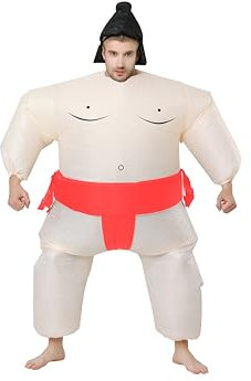 FXICH Traje Inflable de Sumo para Adultos (150-190 cm) - Disfraz Divertido Halloween, Carnaval y Fiestas - Luchador de Sumo en Rojo - Ideal para Eventos y Celebraciones
