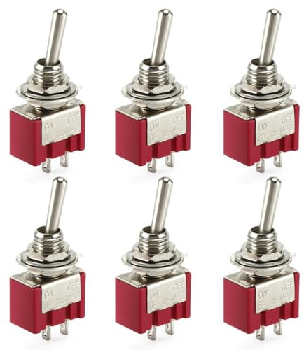 Powice 6 Stück Kippschalter 12V/6A,Miniboot 2-Poliger Schalter 12V,12V/230V Schalter Geeignet für Den Einbau in Häusern, Autos und Elektrischen Geräten Rot