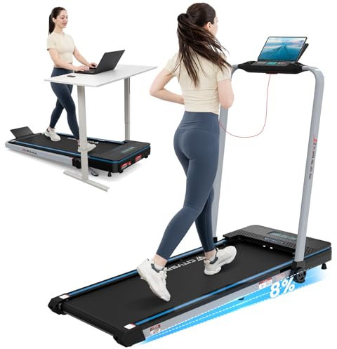 CITYSPORTS Klappbares Laufband mit 8 % Steigung, Gehunterlage für Zuhause, 12 km/h, Dual-Display, Untertisch-Laufband mit Fernbedienung und App, keine Montage