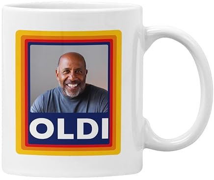 Plumfoolery Personalised OLDI Custom Photo Mug Add Your Own Image Funny Unique Gift Idea Oldie Novelty Cup Present (White)