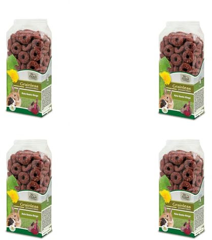 JR Farm rote Beete Ringe | 4er Pack | 4 x 100 g | Ergänzungsfuttermittel für Kaninchen und Nager | Getreidefreie Ringe aus 100% Gemüse | Mit Vitaminen und Mineralstoffen