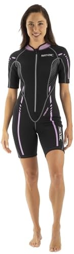 SEAC Trendy Lady, einteiliger kurzer Neoprenshorty aus 2,5 mm Neopren mit Reißverschluss vorne, zum Schnorcheln, Surfen und Wassersport in gemäßigten Gewässern für Erwachsene und Kinder