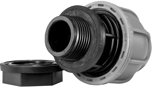 MDPE 20mm 25mm Nut & Washer Water Butt Storage Tank MDPE Pipe Connector | Heavy-Duty Tank Fitting for Water Barrels, Rainwater Harvesting, Irrigation Systems, and Garden Plumbing (25mm)