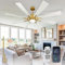 Depuley Outdoor Ceiling Fan with Light: 60 Inch Big Fan with Remote Control for Patio Porch - White and Gold Fan Light for Indoor - Large Farmhouse Fan Reversible 8 Blade Quiet DC Motor