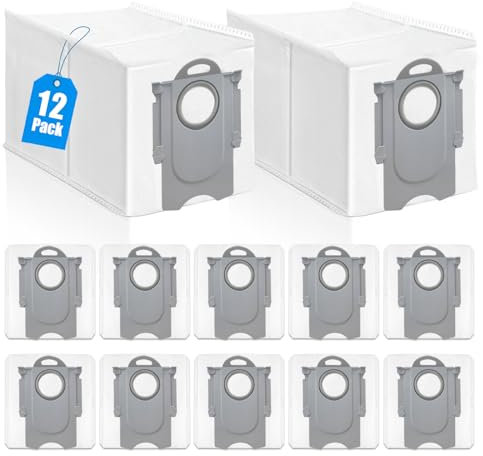12 Stück Staubbeutel für Roborock QV 35A/Qrevo S5V/QV35S/Q Revo/Saros 10R/Saros10/Q Revo S/Qrevo Pro/Qrevo Curv/Qrevo Master/Qrevo Slim/S8 MaxV Ultra Saugroboter, Große Kapazität Ersatzfilterbeutel