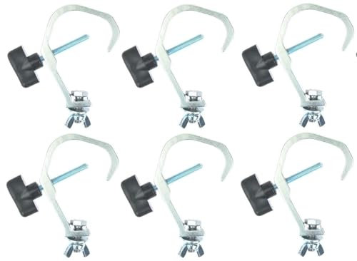6 x Eurolite TH-22 SLIM silber Theaterhaken Scheinwerferhaken Montagehaken für 50 mm Rohr I Maximallast WLL 50 kg