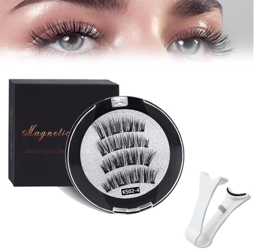 ZZJTPA 2 Pairs Reusable Magnetic False Eyelashes Natural Looking False Eyelashes with Mascara No Glue Easy to Wear and Remove