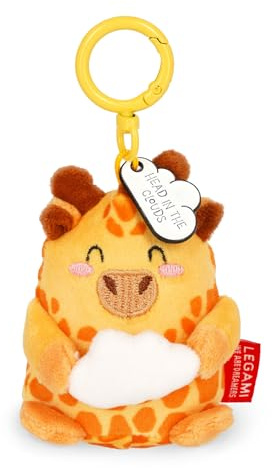 Legami - Schlüsselanhänger Super Soft! Giraffe Motiv, Plüsch-Schlüsselanhänger, Anhänger mit eingravierter Botschaft und Karabinerhaken aus Zink, 7x11 cm