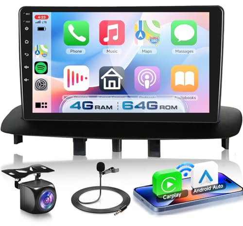 VECHTEL 4G+64G Android 13 Radio de Coche para Renault Megane 3 Export 2009-2014, 9 Pulgadas HD Pantalla Táctil Autoradio con Carplay Android Auto Inalámbrico GPS Wi-Fi USB Bluetooth 5.0 FM RDS Cámara