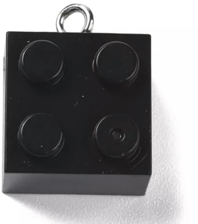 Lot de 50 pendentifs en résine colorés en Forme de Blocs de Construction pour Porte-clés, Bijoux, Noir