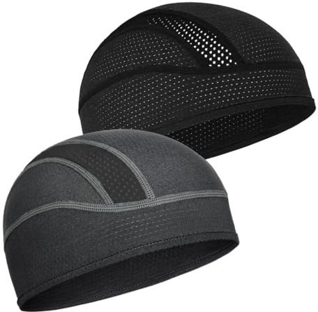 Sottocasco Moto, 2 Pezzi Sottocasco Moto Estivo, Sottocasco Bici Estivo Sottocasco, Bandana Sport, Traspirante sotto Casco Cuffia da Ciclismo Bandana Sportivo Berretto Sport Uomo Donna