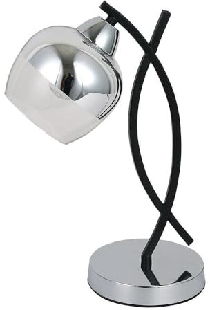 Zarivy Tischlampe Chrom/Schwarz, 36 x 23 x 14 cm, mit E27-Sockel, ideal für die Beleuchtung und Dekoration von Räumen mit modernem Stil.