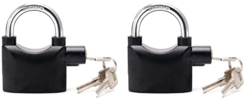 Door Alarm Padlock – Anti-Theft Motion Sensor Lock with 110dB Siren | Waterproof Security Lock for Home, Gate, Bike, Shed & More | 3 Keys Included Pack of 2