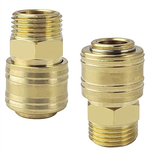 2 Pièces Raccord Rapide Air Comprimé 1/2 pouce, Raccord Pneumatique, Raccord Compresseur D'air Rapide Tuyau Air Comprimé, pour la Connexion Rapide de Conduites D'air Comprimé