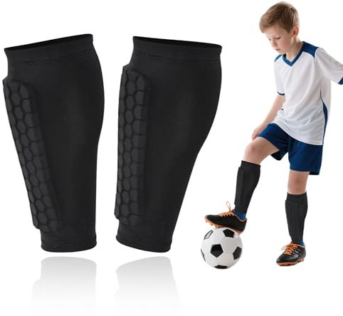 LUOJINYI Schienbeinschoner Socken für Kinder Mit Wabenpads, Lange Atmungsaktive Elastische Fussball Ausrüstung, Geeignet für Skifahren, Radfahren, Bergsteigen