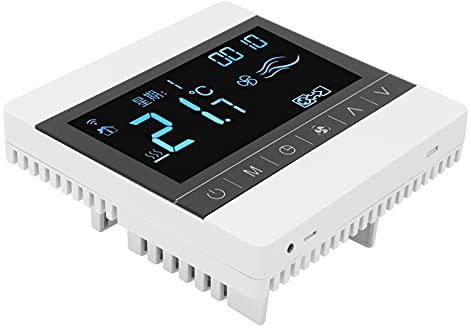 Fan-Coil-Thermostat mit 6 Betriebsarten - Hochleistungs-Chips - Großes LCD-Display - Flammhemmendes Gehäuse - Präzise Thermistor-Sensor für Wohnraum