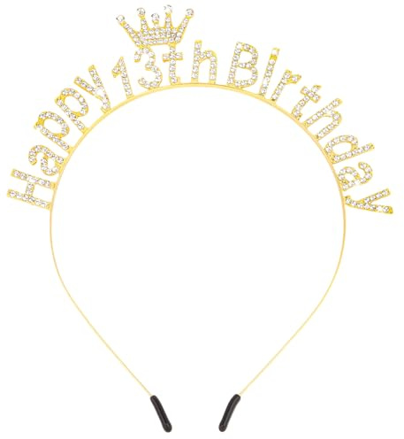 Exipsat Geburtstagskrone, Goldener Haarreif mit Happy Birthday & Strass, Eleganter Kopfschmuck für Geburtstags
